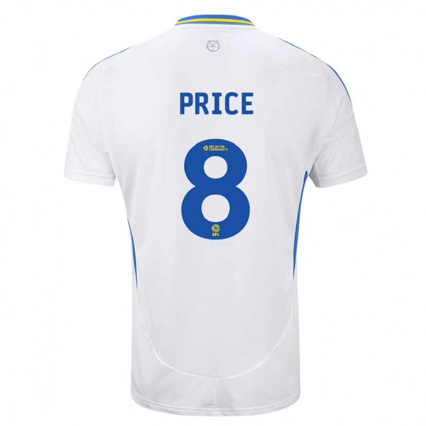 Danxen Kvinnor Leoni Price #8 Vit Blå Hemmatröja Matchtröjor 2024/25 Tröjor T-Tröja