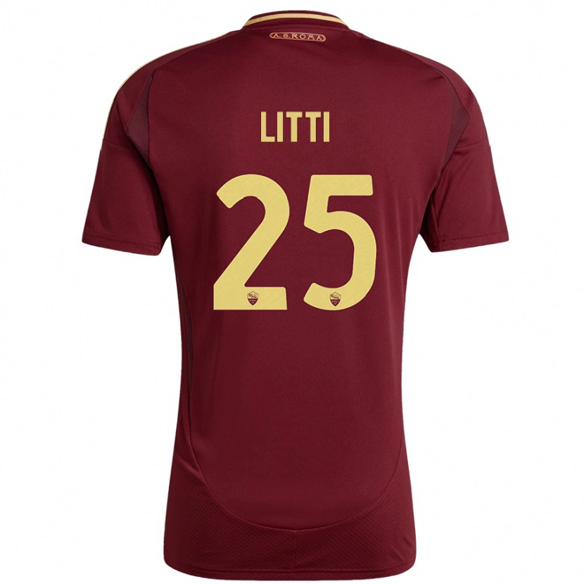 Danxen Kvinnor Marco Litti #25 Rött Brunt Guld Hemmatröja Matchtröjor 2024/25 Tröjor T-Tröja