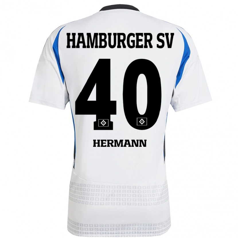 Danxen Kvinnor Hannes Hermann #40 Vit Blå Hemmatröja Matchtröjor 2024/25 Tröjor T-Tröja