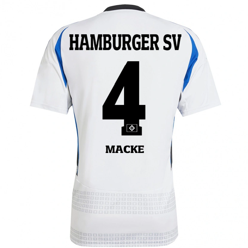 Danxen Kvinnor Jarne Macke #4 Vit Blå Hemmatröja Matchtröjor 2024/25 Tröjor T-Tröja