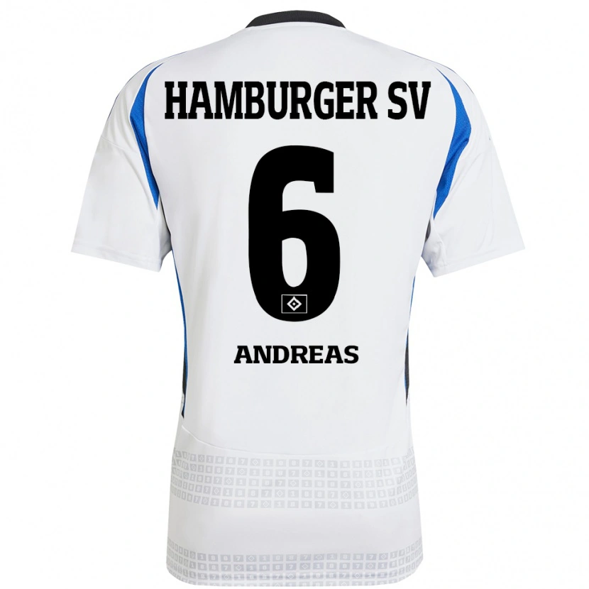 Danxen Kvinnor Noah Andreas #6 Vit Blå Hemmatröja Matchtröjor 2024/25 Tröjor T-Tröja