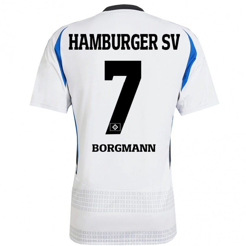 Danxen Kvinnor Marcus Borgmann #7 Vit Blå Hemmatröja Matchtröjor 2024/25 Tröjor T-Tröja
