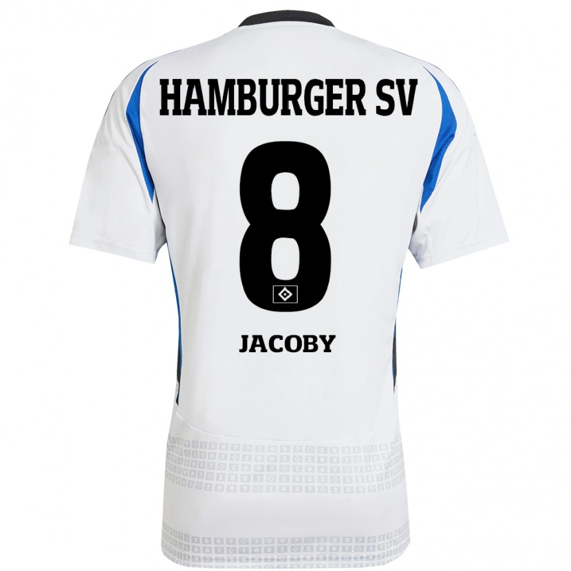 Danxen Kvinnor Leandro Jacoby #8 Vit Blå Hemmatröja Matchtröjor 2024/25 Tröjor T-Tröja