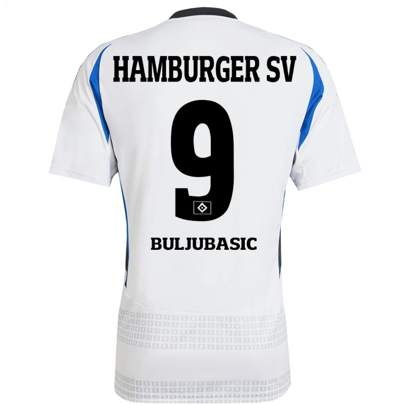 Danxen Kvinnor Amer Buljubasic #9 Vit Blå Hemmatröja Matchtröjor 2024/25 Tröjor T-Tröja