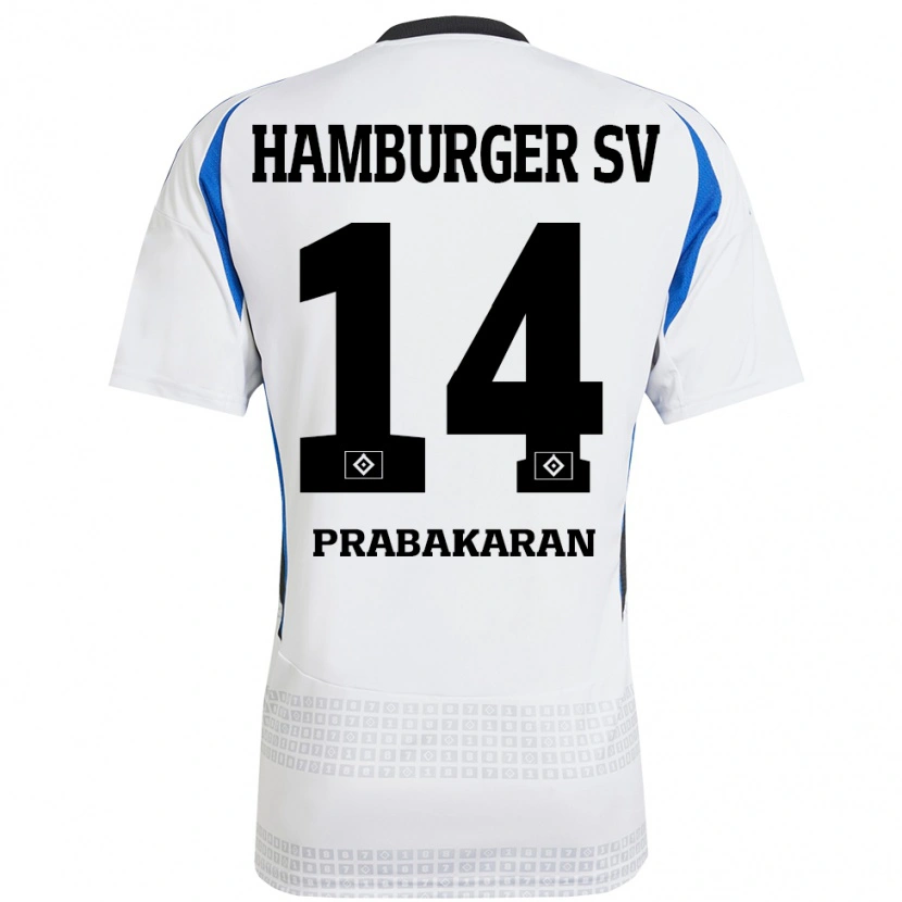 Danxen Kvinnor Nilavan Prabakaran #14 Vit Blå Hemmatröja Matchtröjor 2024/25 Tröjor T-Tröja