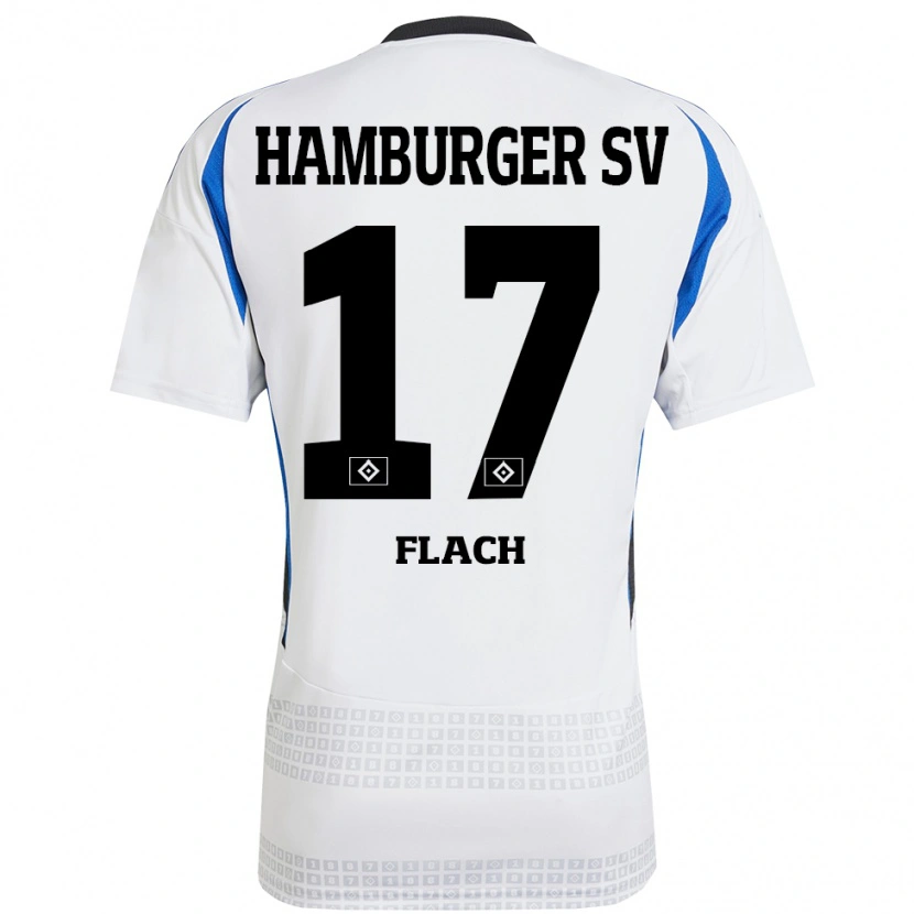 Danxen Kvinnor Timon Flach #17 Vit Blå Hemmatröja Matchtröjor 2024/25 Tröjor T-Tröja