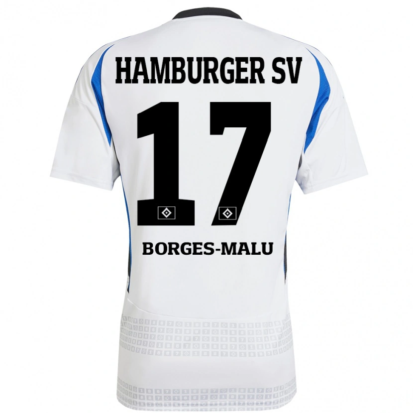Danxen Kvinnor Louis Borges-Malu #17 Vit Blå Hemmatröja Matchtröjor 2024/25 Tröjor T-Tröja