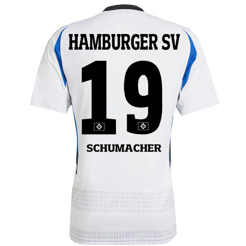 Danxen Kvinnor Lukas Schumacher #19 Vit Blå Hemmatröja Matchtröjor 2024/25 Tröjor T-Tröja