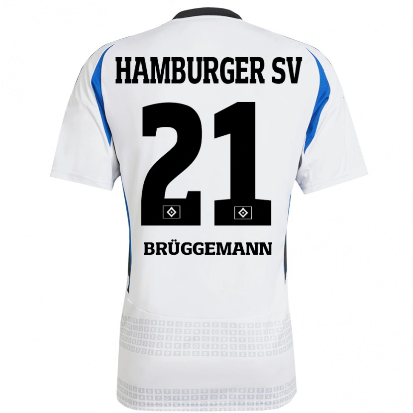 Danxen Kvinnor William Brüggemann #21 Vit Blå Hemmatröja Matchtröjor 2024/25 Tröjor T-Tröja