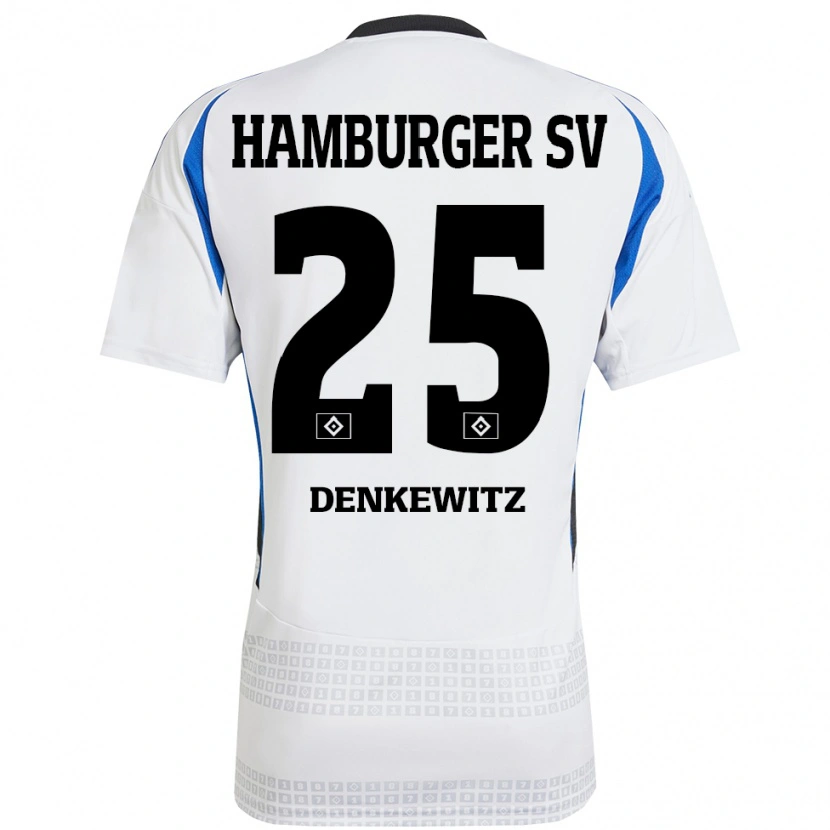 Danxen Kvinnor Nick Denkewitz #25 Vit Blå Hemmatröja Matchtröjor 2024/25 Tröjor T-Tröja