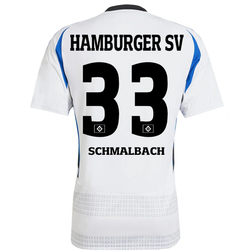Danxen Kvinnor Sebastian Schmalbach #33 Vit Blå Hemmatröja Matchtröjor 2024/25 Tröjor T-Tröja