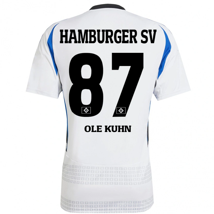 Danxen Kvinnor Niklas Ole Kühn #87 Vit Blå Hemmatröja Matchtröjor 2024/25 Tröjor T-Tröja