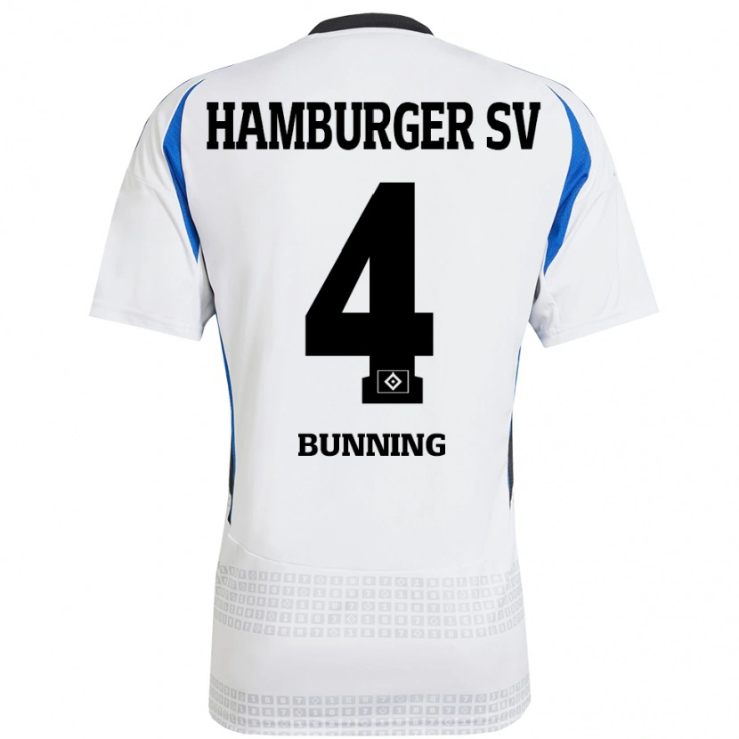 Danxen Kvinnor Melina Bünning #4 Vit Blå Hemmatröja Matchtröjor 2024/25 Tröjor T-Tröja