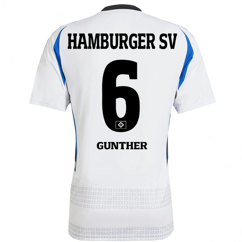 Danxen Kvinnor Hannah Günther #6 Vit Blå Hemmatröja Matchtröjor 2024/25 Tröjor T-Tröja