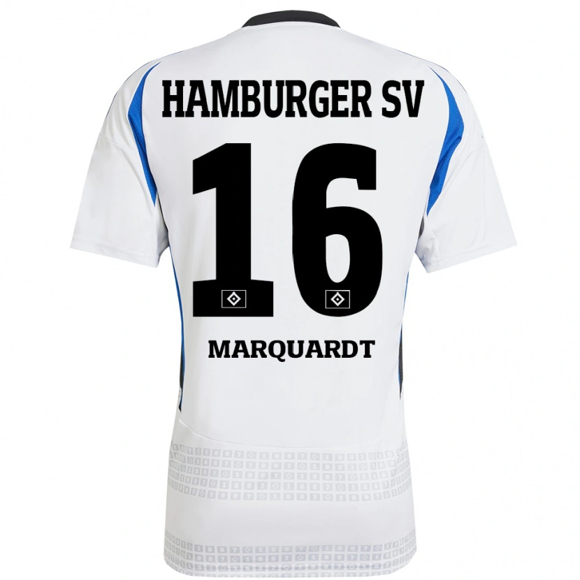 Danxen Kvinnor Dana Marquardt #16 Vit Blå Hemmatröja Matchtröjor 2024/25 Tröjor T-Tröja