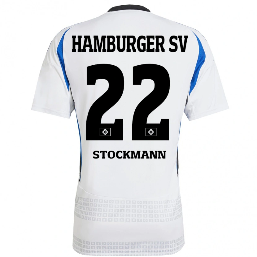 Danxen Kvinnor Sarah Stöckmann #22 Vit Blå Hemmatröja Matchtröjor 2024/25 Tröjor T-Tröja