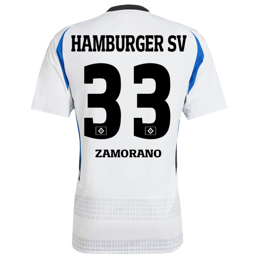 Danxen Kvinnor Jolina Zamorano #33 Vit Blå Hemmatröja Matchtröjor 2024/25 Tröjor T-Tröja