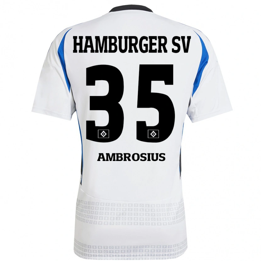 Danxen Kvinnor Stephan Ambrosius #35 Vit Blå Hemmatröja Matchtröjor 2024/25 Tröjor T-Tröja