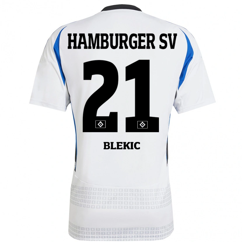 Danxen Kvinnor Romeo Blekic #21 Vit Blå Hemmatröja Matchtröjor 2024/25 Tröjor T-Tröja