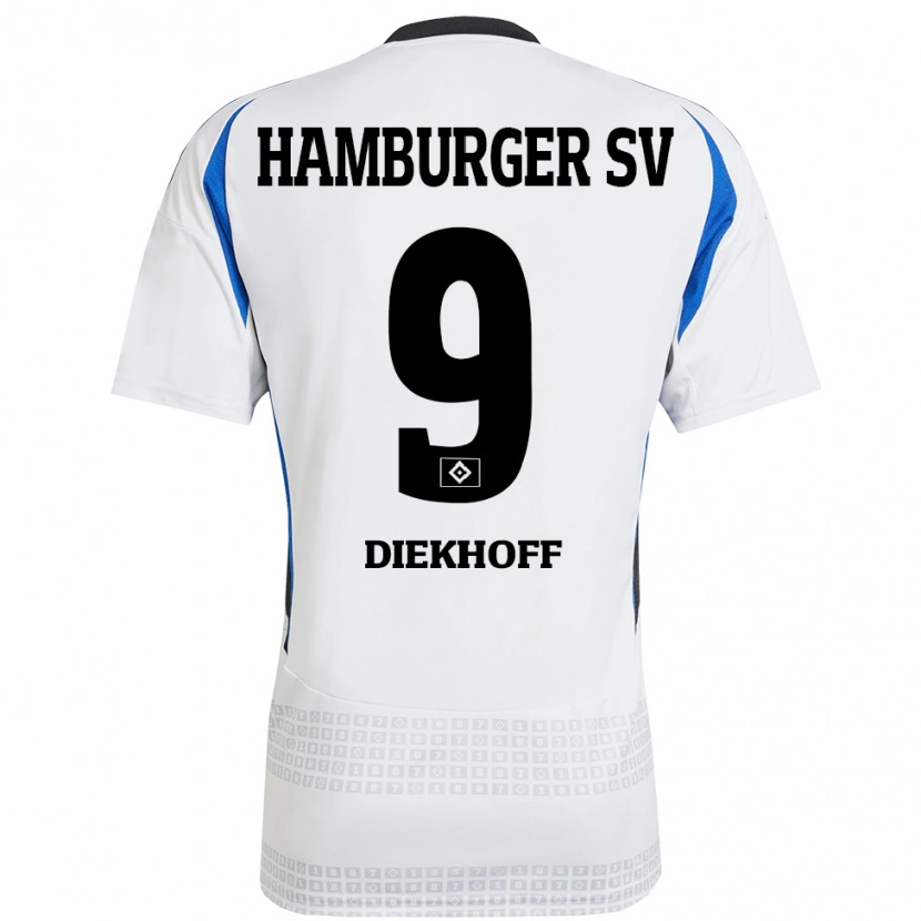 Danxen Kvinnor Henrike Diekhoff #9 Vit Blå Hemmatröja Matchtröjor 2024/25 Tröjor T-Tröja