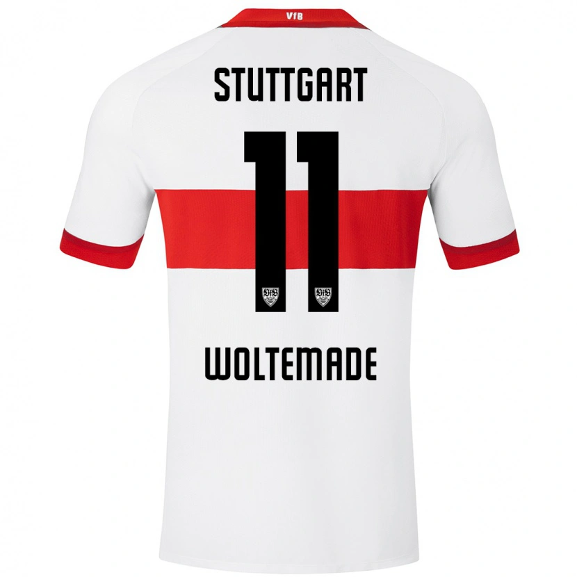 Danxen Kvinnor Nick Woltemade #11 Vit Röd Hemmatröja Matchtröjor 2024/25 Tröjor T-Tröja