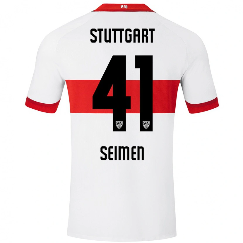 Danxen Kvinnor Dennis Seimen #41 Vit Röd Hemmatröja Matchtröjor 2024/25 Tröjor T-Tröja