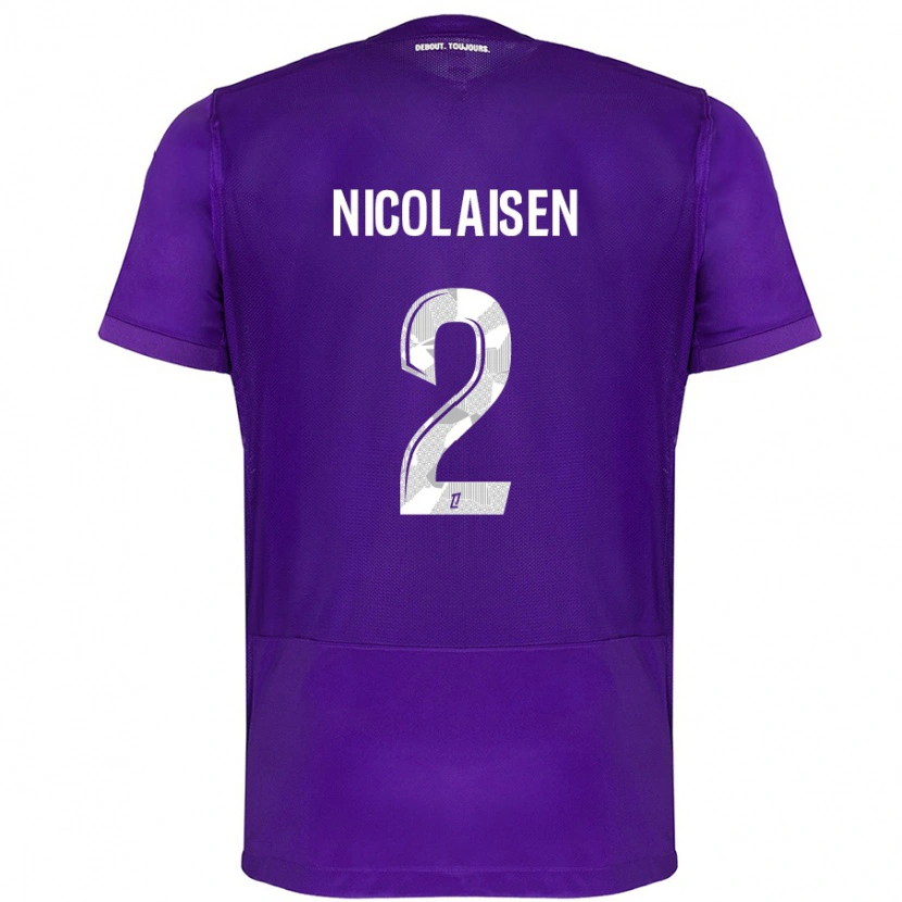 Danxen Kvinnor Rasmus Nicolaisen #2 Lila Vit Hemmatröja Matchtröjor 2024/25 Tröjor T-Tröja