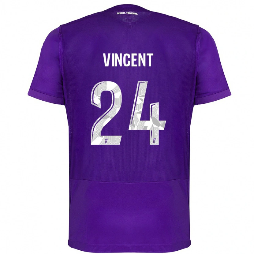 Danxen Kvinnor Magalie Vincent #24 Lila Vit Hemmatröja Matchtröjor 2024/25 Tröjor T-Tröja