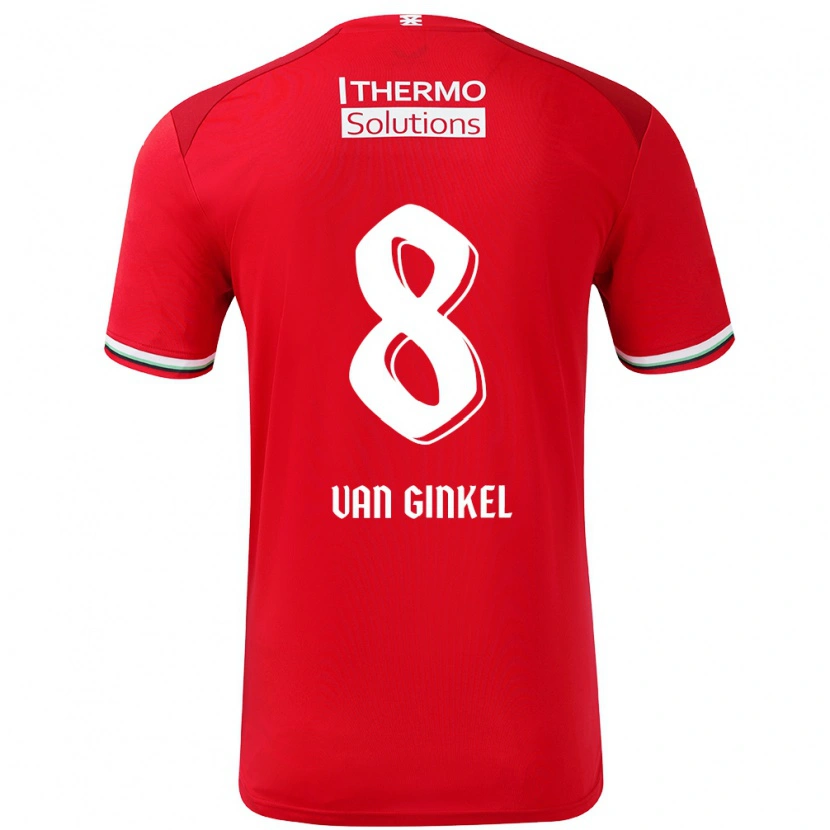 Danxen Kvinnor Danique Van Ginkel #8 Röd Vit Hemmatröja Matchtröjor 2024/25 Tröjor T-Tröja