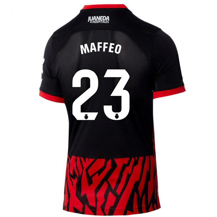 Danxen Kvinnor Pablo Maffeo #23 Svart Röd Hemmatröja Matchtröjor 2024/25 Tröjor T-Tröja