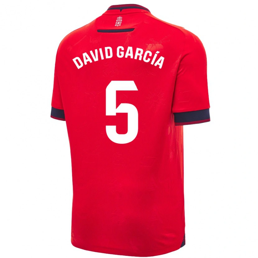 Danxen Kvinnor David García #5 Röd Vit Hemmatröja Matchtröjor 2024/25 Tröjor T-Tröja