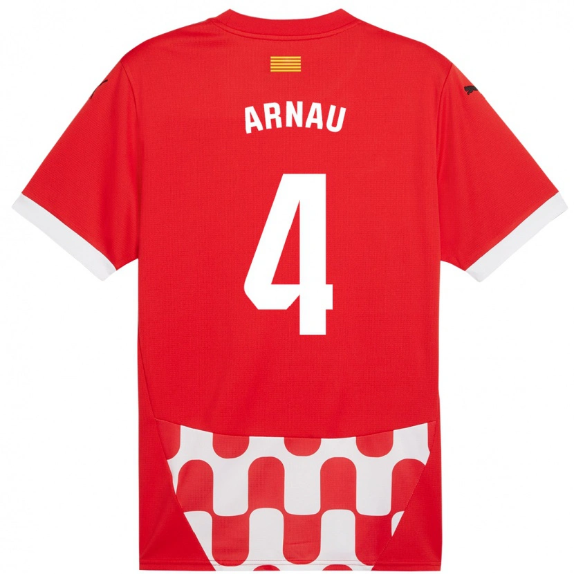 Danxen Kvinnor Arnau Martínez #4 Röd Vit Hemmatröja Matchtröjor 2024/25 Tröjor T-Tröja