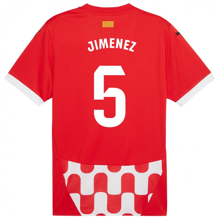 Danxen Kvinnor Ángela Jiménez #5 Röd Vit Hemmatröja Matchtröjor 2024/25 Tröjor T-Tröja