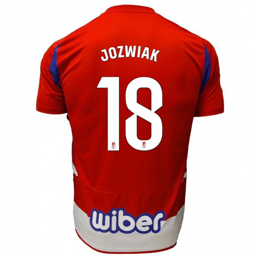 Danxen Kvinnor Kamil Jóźwiak #18 Röd Vit Blå Hemmatröja Matchtröjor 2024/25 Tröjor T-Tröja