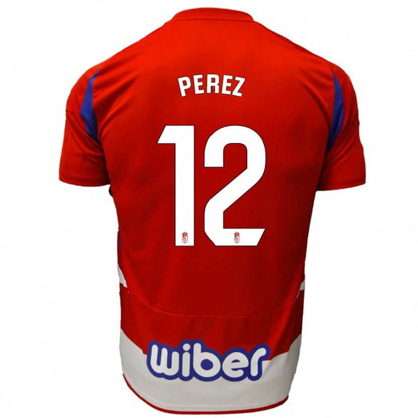 Danxen Kvinnor Alba Pérez #12 Röd Vit Blå Hemmatröja Matchtröjor 2024/25 Tröjor T-Tröja