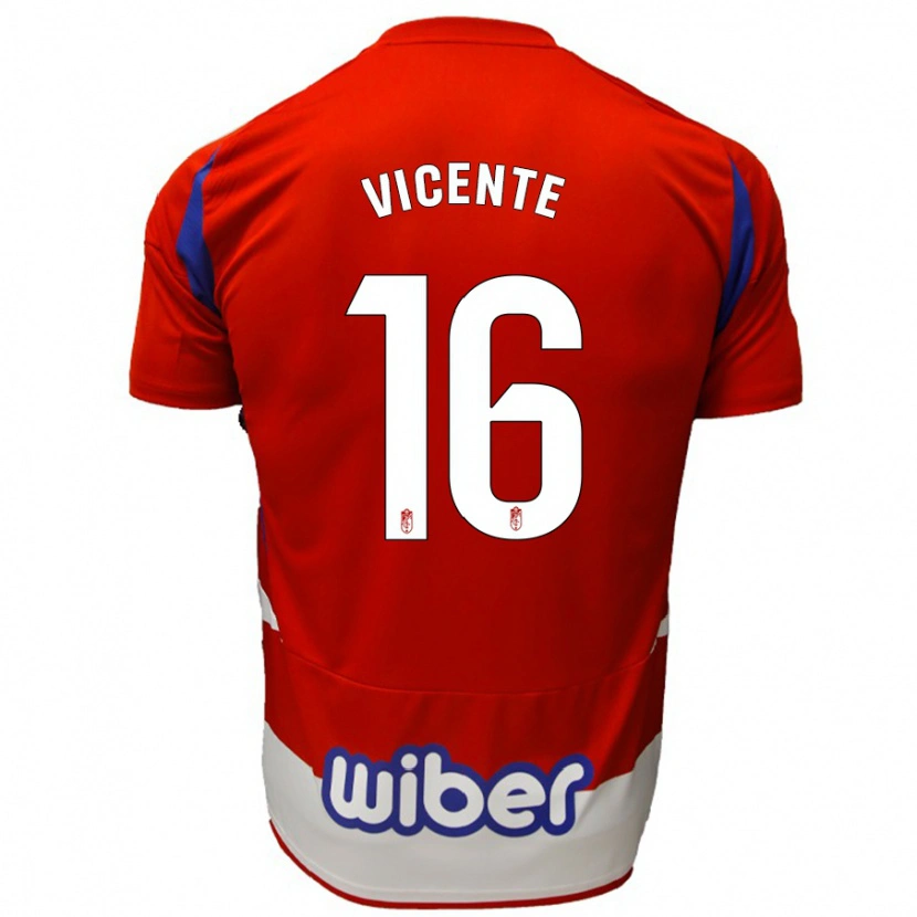 Danxen Kvinnor Nerea Vicente #16 Röd Vit Blå Hemmatröja Matchtröjor 2024/25 Tröjor T-Tröja