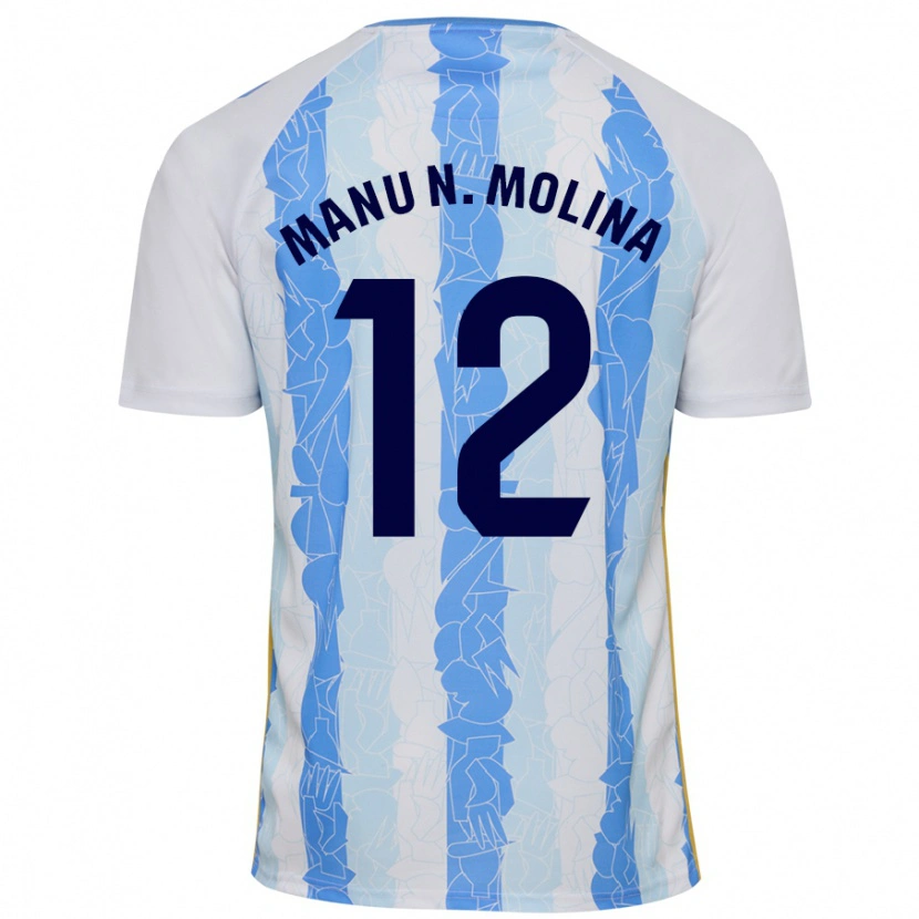 Danxen Kvinnor Manu Molina #12 Vit Blå Hemmatröja Matchtröjor 2024/25 Tröjor T-Tröja