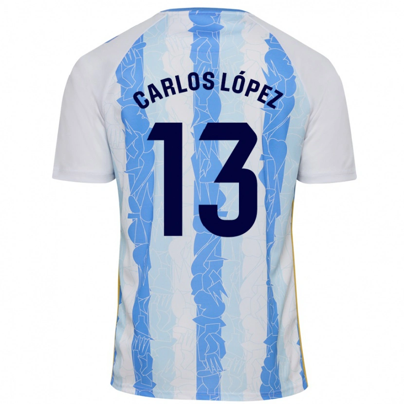 Danxen Kvinnor Carlos López #13 Vit Blå Hemmatröja Matchtröjor 2024/25 Tröjor T-Tröja