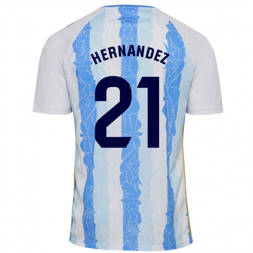 Danxen Kvinnor Juan Hernández #21 Vit Blå Hemmatröja Matchtröjor 2024/25 Tröjor T-Tröja