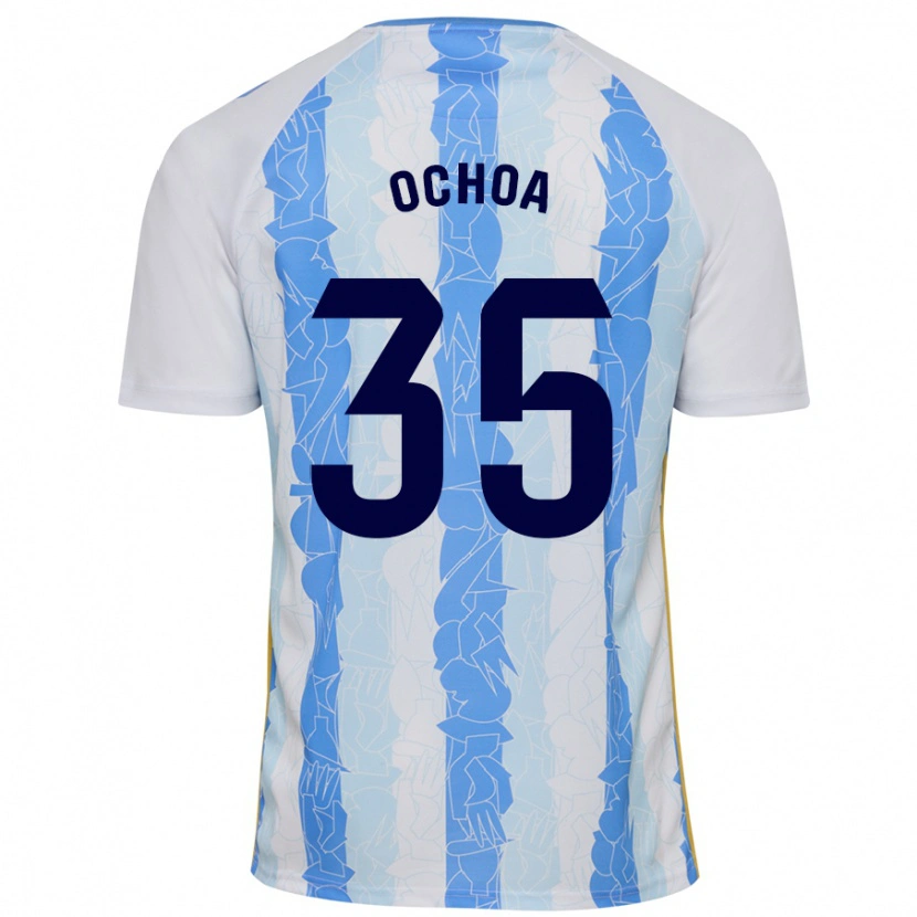 Danxen Kvinnor Aarón Ochoa #35 Vit Blå Hemmatröja Matchtröjor 2024/25 Tröjor T-Tröja