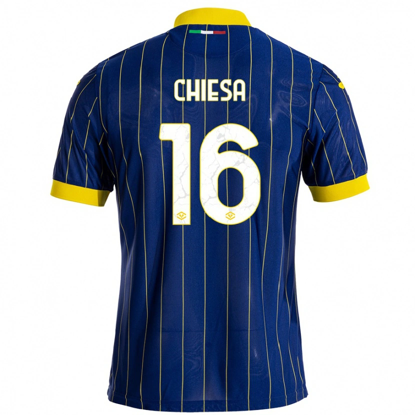 Danxen Kvinnor Mattia Chiesa #16 Blågul Hemmatröja Matchtröjor 2024/25 Tröjor T-Tröja