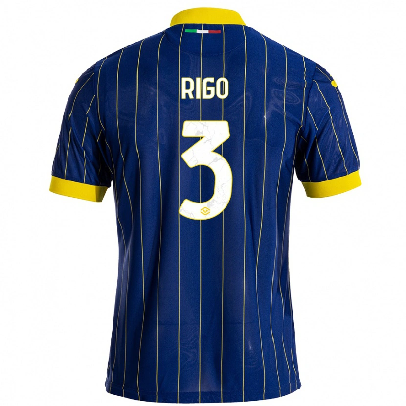 Danxen Kvinnor Mattia Rigo #3 Blågul Hemmatröja Matchtröjor 2024/25 Tröjor T-Tröja