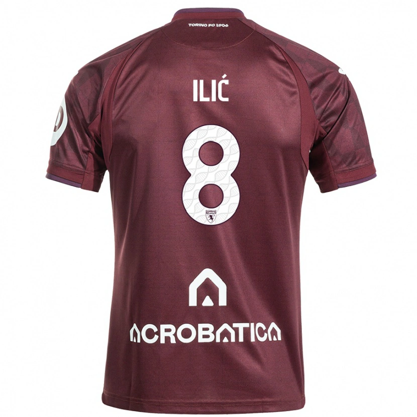Danxen Kvinnor Ivan Ilić #8 Rödbrun Vit Hemmatröja Matchtröjor 2024/25 Tröjor T-Tröja