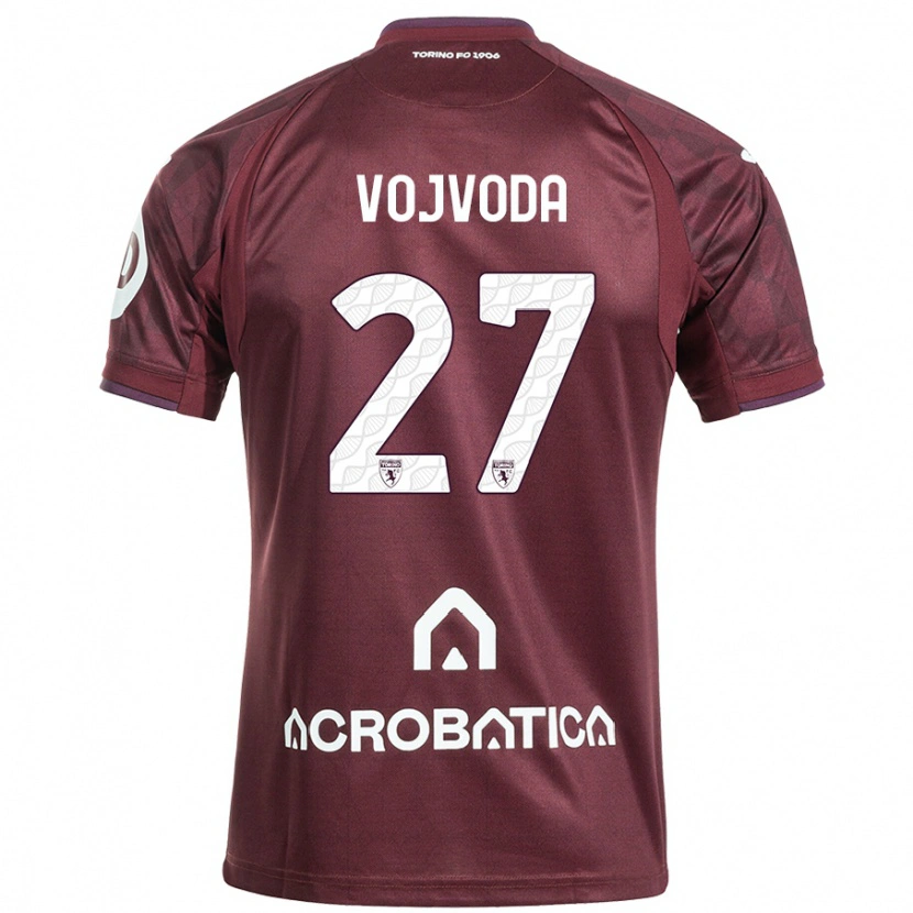 Danxen Kvinnor Mërgim Vojvoda #27 Rödbrun Vit Hemmatröja Matchtröjor 2024/25 Tröjor T-Tröja