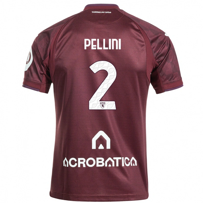 Danxen Kvinnor Mattia Pellini #2 Rödbrun Vit Hemmatröja Matchtröjor 2024/25 Tröjor T-Tröja