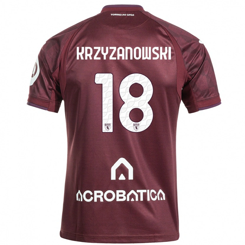 Danxen Kvinnor Jakub Krzyzanowski #18 Rödbrun Vit Hemmatröja Matchtröjor 2024/25 Tröjor T-Tröja