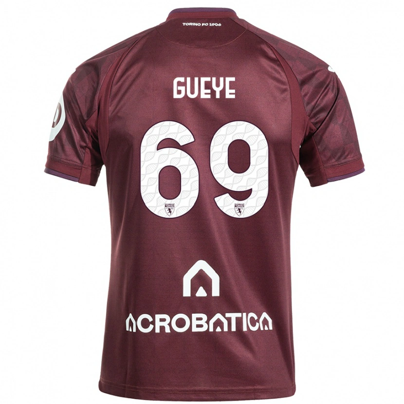 Danxen Kvinnor Ousmane Gueye #69 Rödbrun Vit Hemmatröja Matchtröjor 2024/25 Tröjor T-Tröja