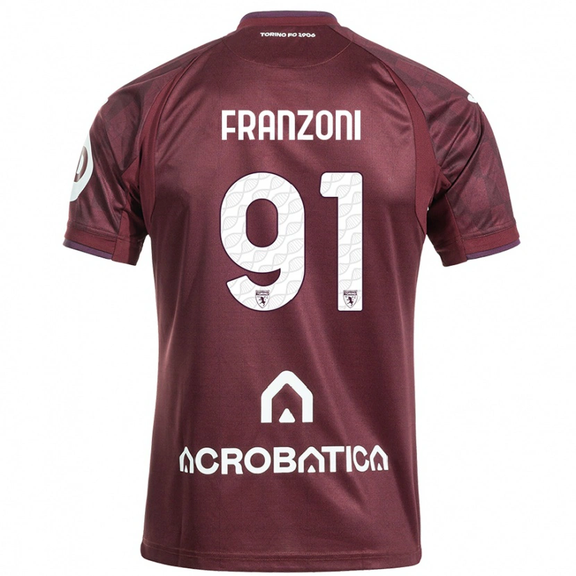 Danxen Kvinnor Nicolò Franzoni #91 Rödbrun Vit Hemmatröja Matchtröjor 2024/25 Tröjor T-Tröja