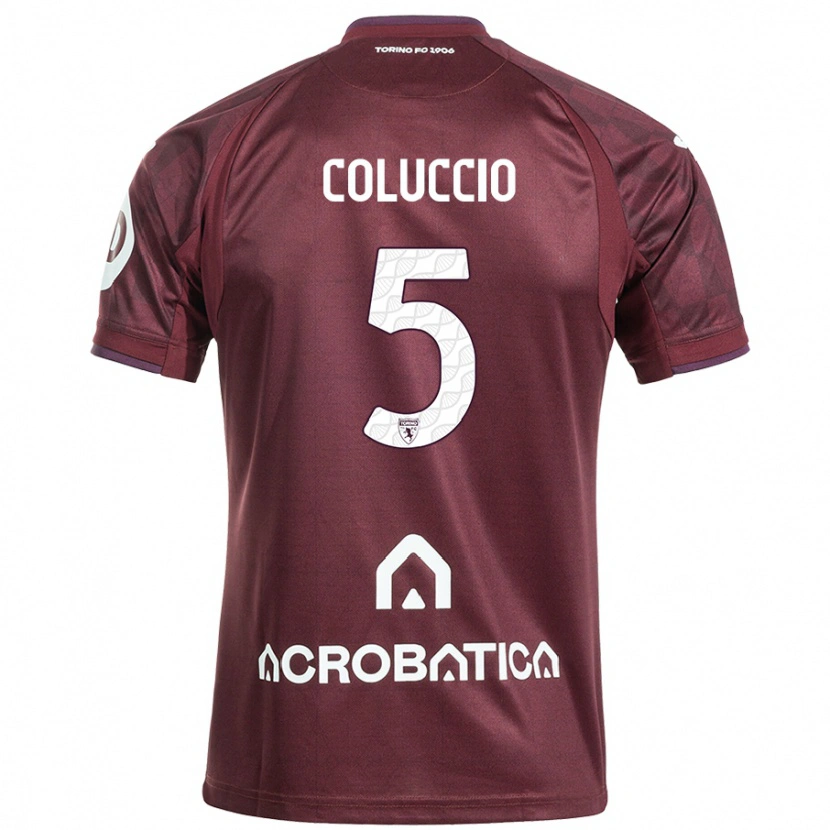 Danxen Kvinnor Francesca Coluccio #5 Rödbrun Vit Hemmatröja Matchtröjor 2024/25 Tröjor T-Tröja