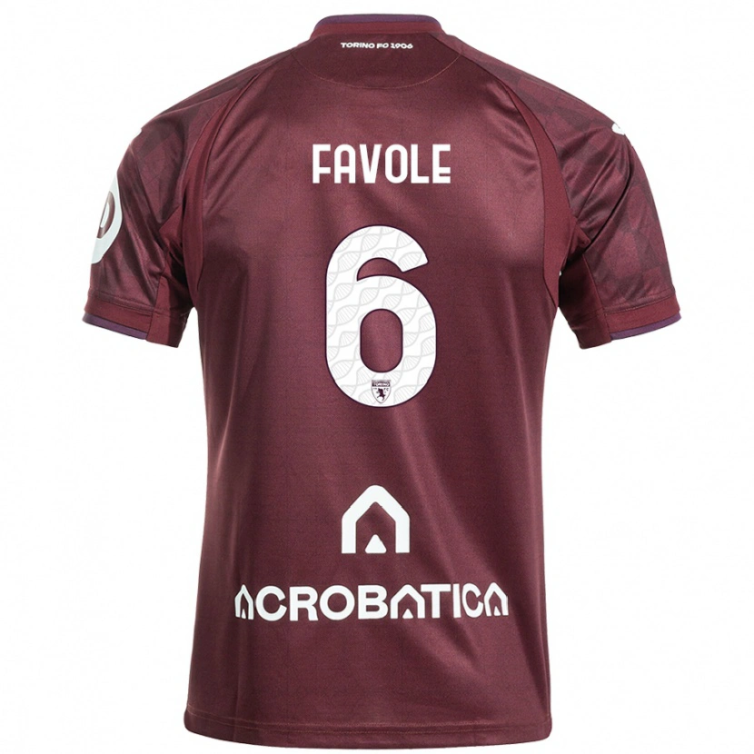 Danxen Kvinnor Stefania Favole #6 Rödbrun Vit Hemmatröja Matchtröjor 2024/25 Tröjor T-Tröja